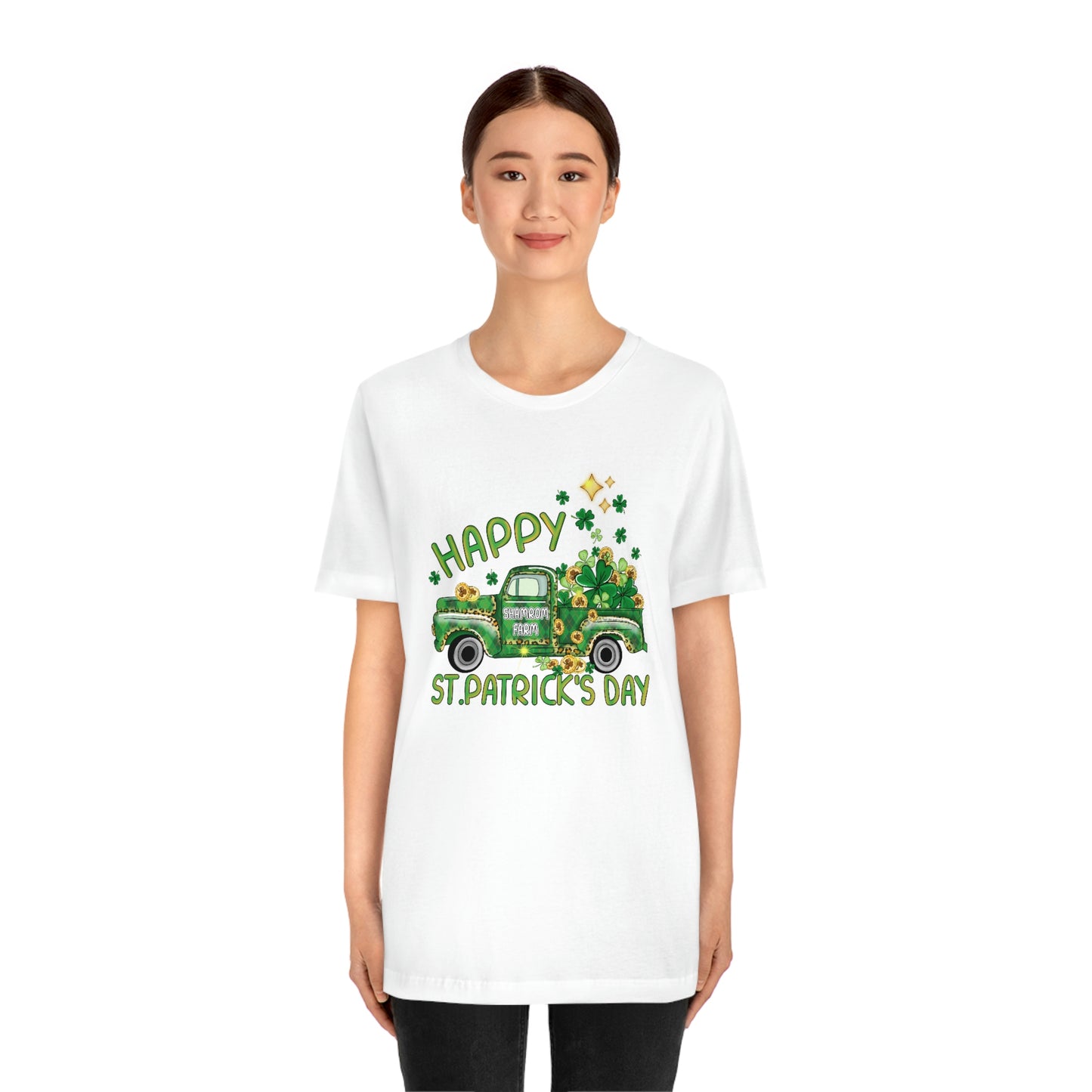 Happy St. Patrick's Day Shamrock Farms Truck Unisex Jersey Short Sleeve Tee