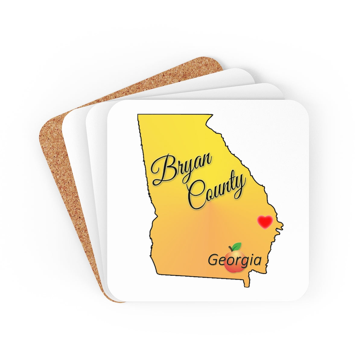 Bryan County Georgia Corkwood Coaster Set