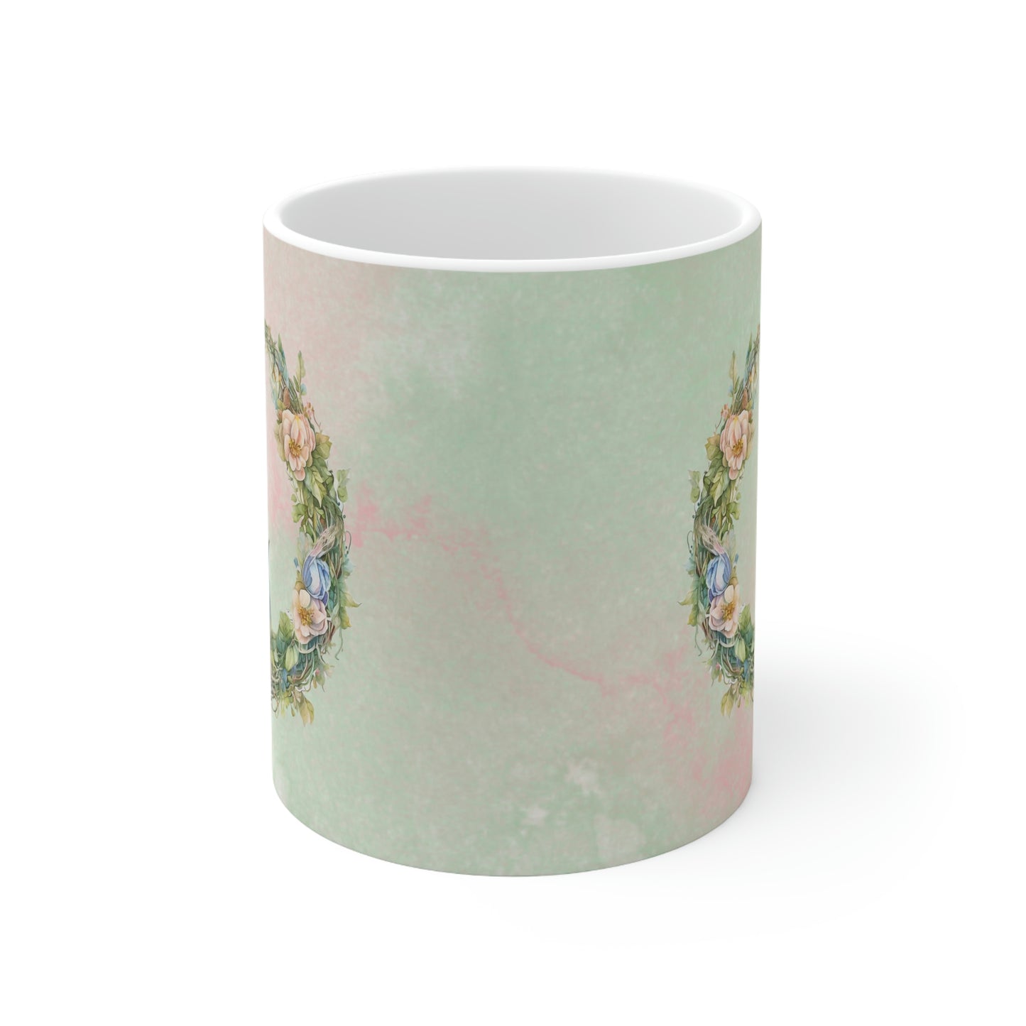 Bird in Wreath Watercolor Ceramic Mug 11oz