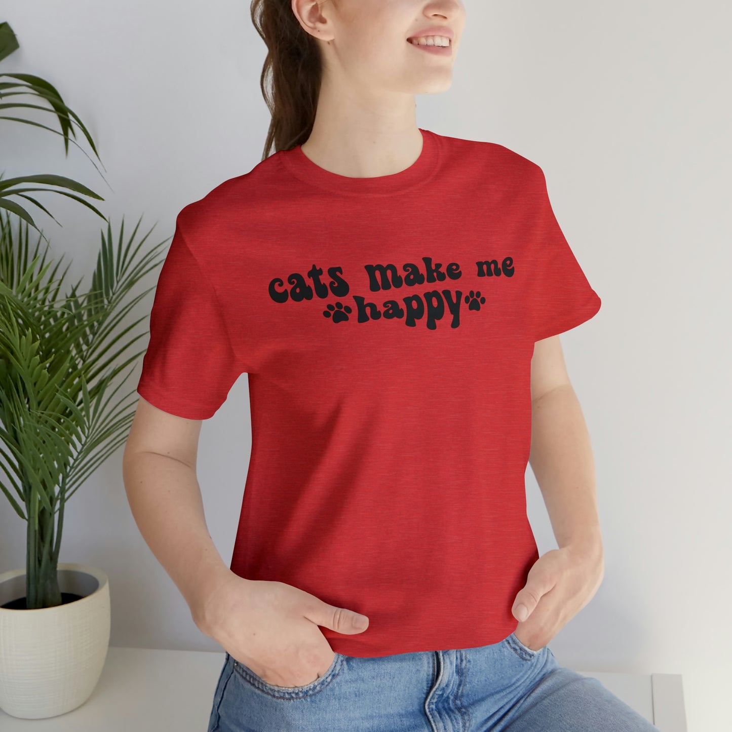 Cats Make Me Happy Short Sleeve T-shirt