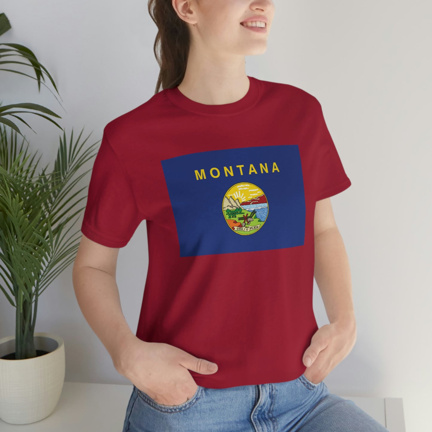 Montana Flag Unisex Jersey Short Sleeve Tee Tshirt T-shirt