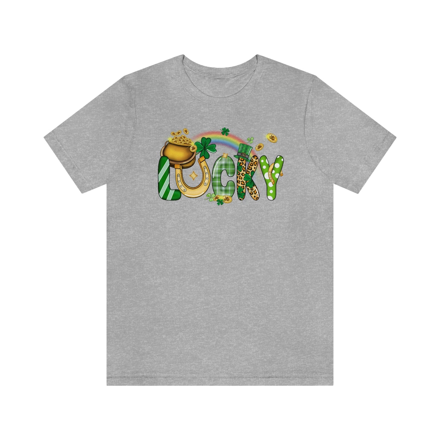 Lucky Rainbow Pot of Gold St. Patrick's Day Unisex Jersey Short Sleeve Tee