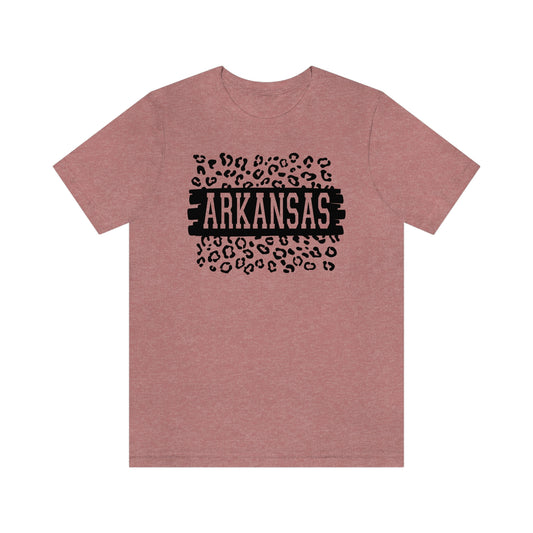 Arkansas Leopard Print US Flag Unisex Jersey Short Sleeve Tee Tshirt T-shirt