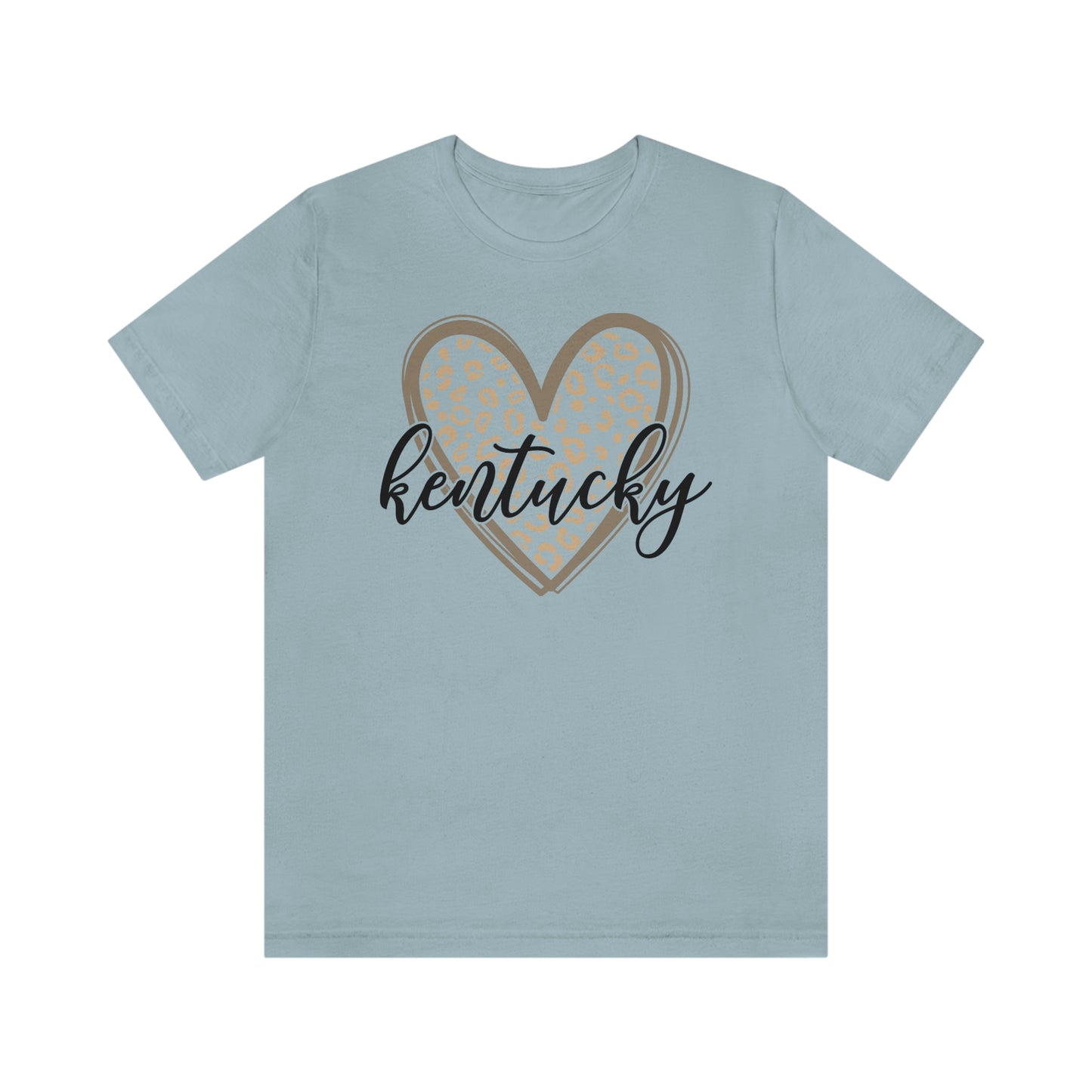 Kentucky Gold Leopard Heart Black Script Short Sleeve T-shirt