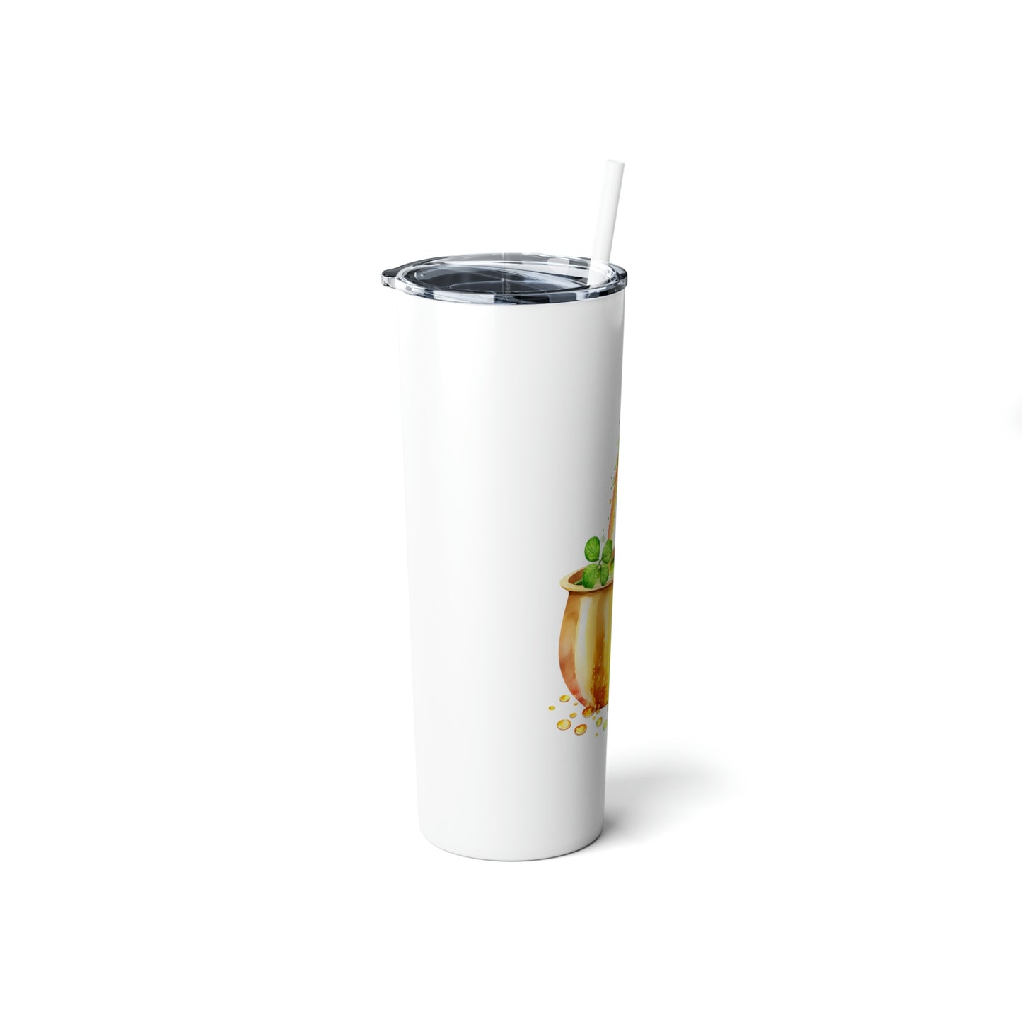 St. Patrick's Day Pot of Gold Skinny Steel Tumbler with Straw, 20oz