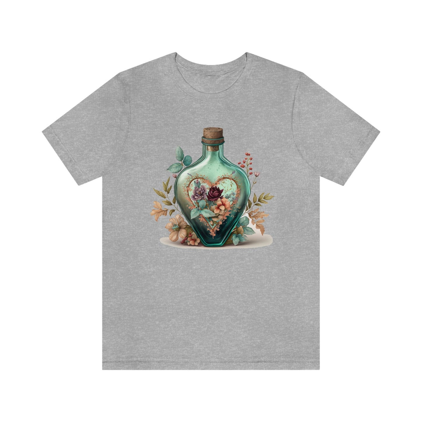 Vintage Bottle Floral Unisex Jersey Short Sleeve Tee