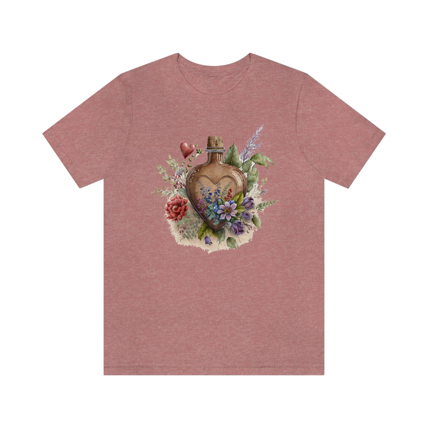 Vintage Bottle Floral Unisex Jersey Short Sleeve Tee