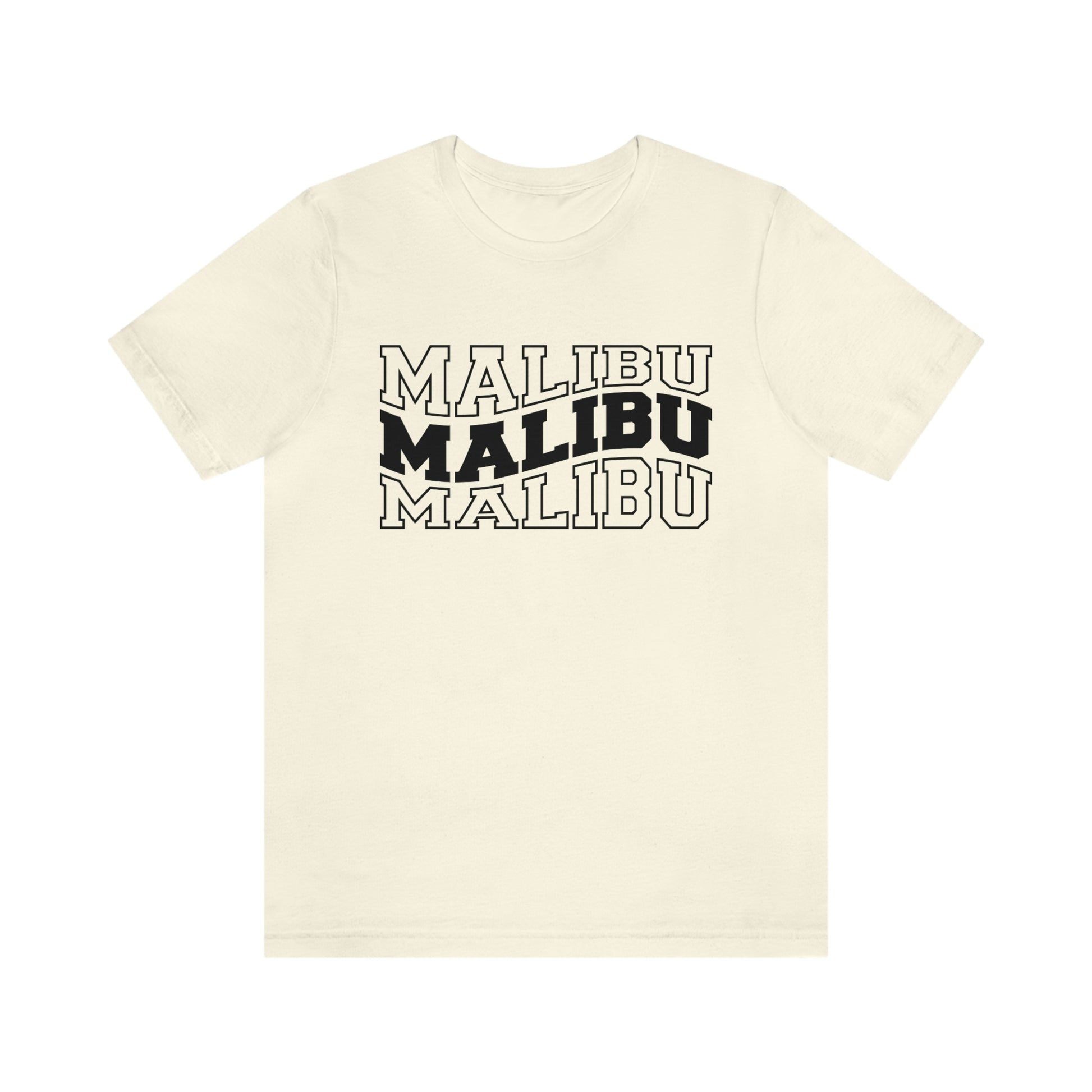 Malibu California Varsity Letters Wavy Unisex Jersey Short Sleeve Tee Tshirt T-shirt