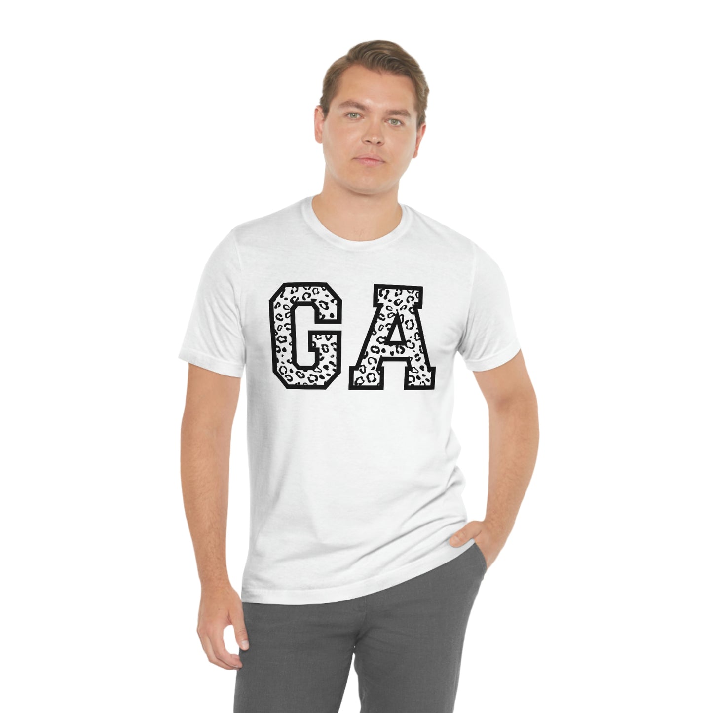 Georgia GA Leopard Print Letters Short Sleeve T-shirt