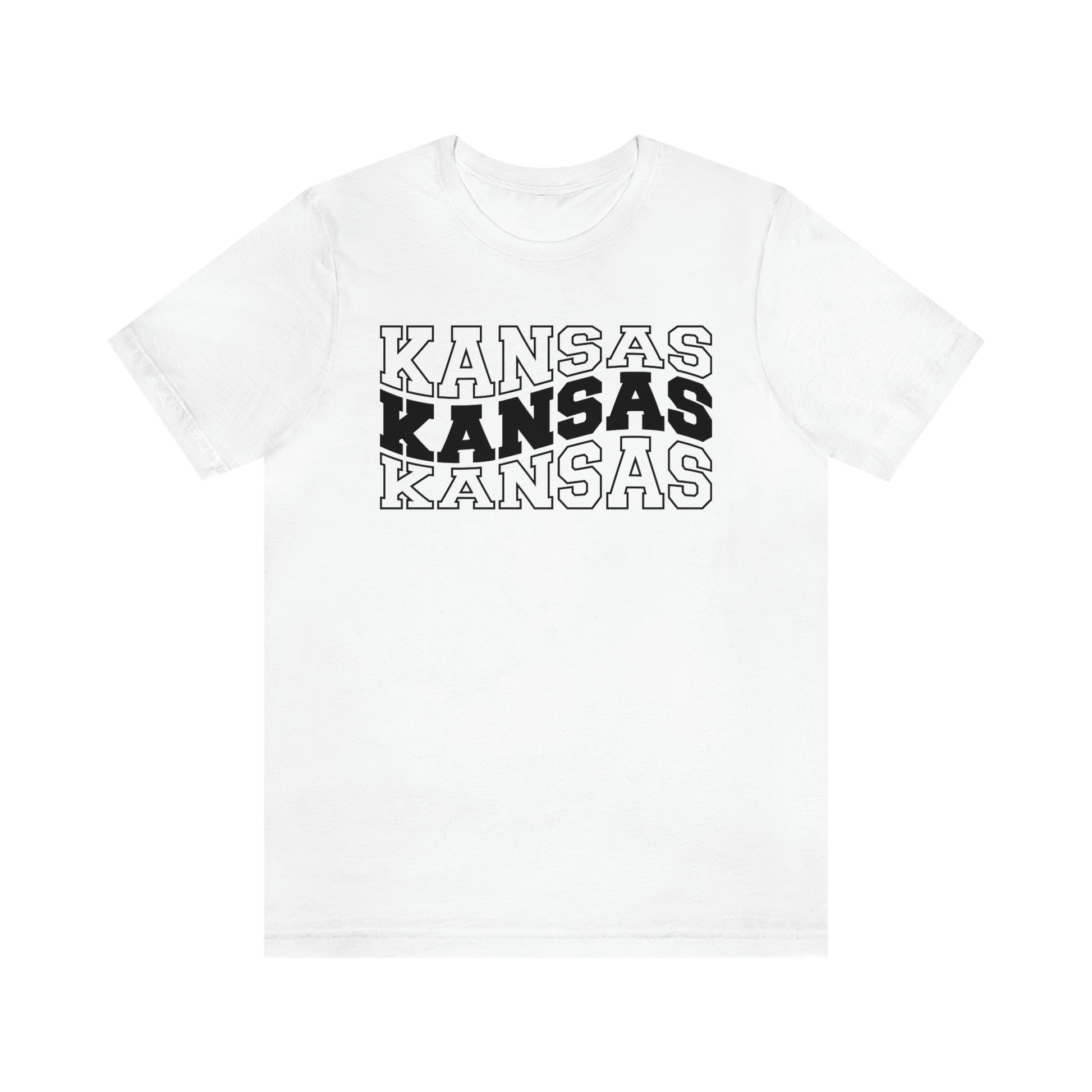 Kansas Varsity Letters Triple Wavy Short Sleeve T-shirt