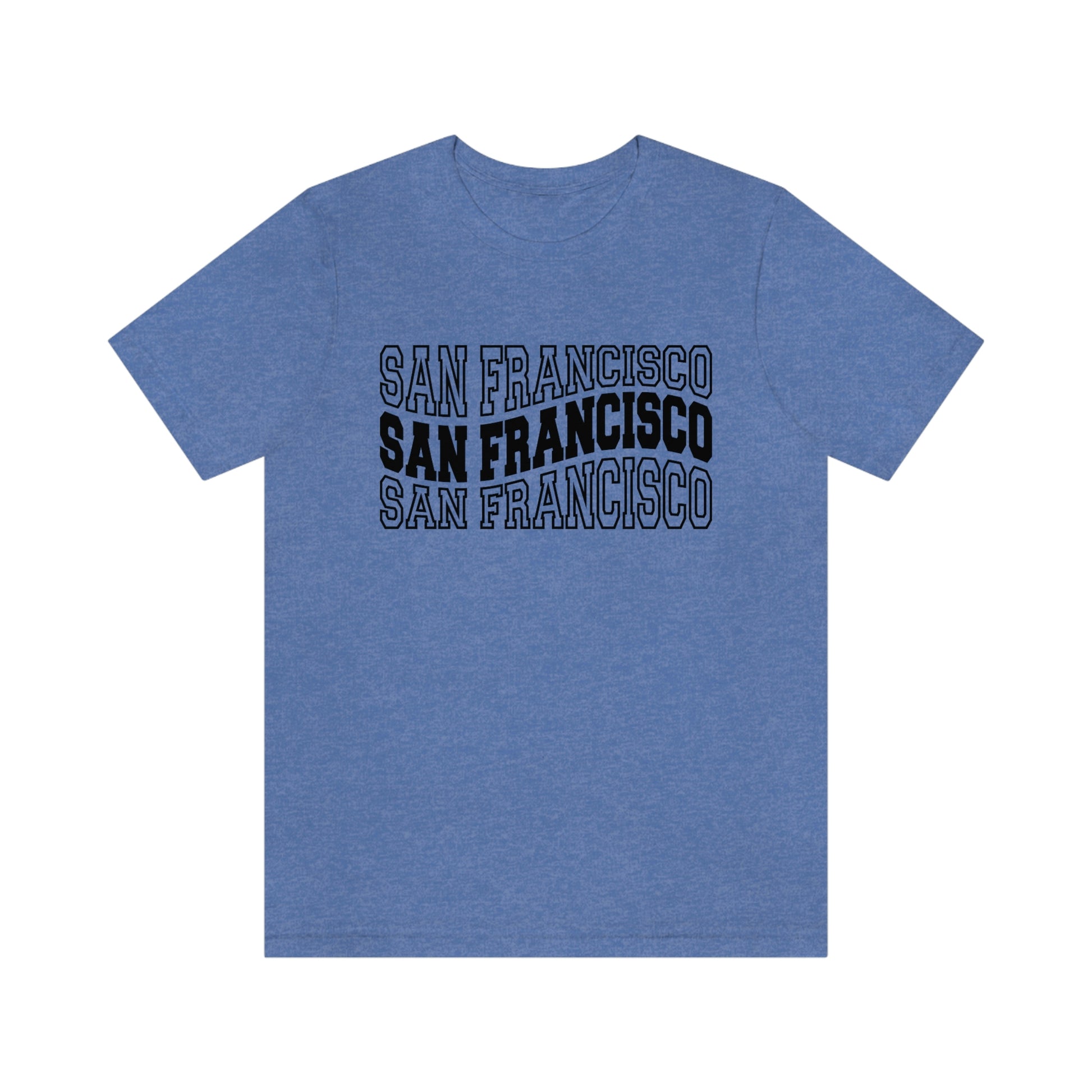 San Franciso California Varsity Letters Wavy Unisex Jersey Short Sleeve Tee Tshirt T-shirt