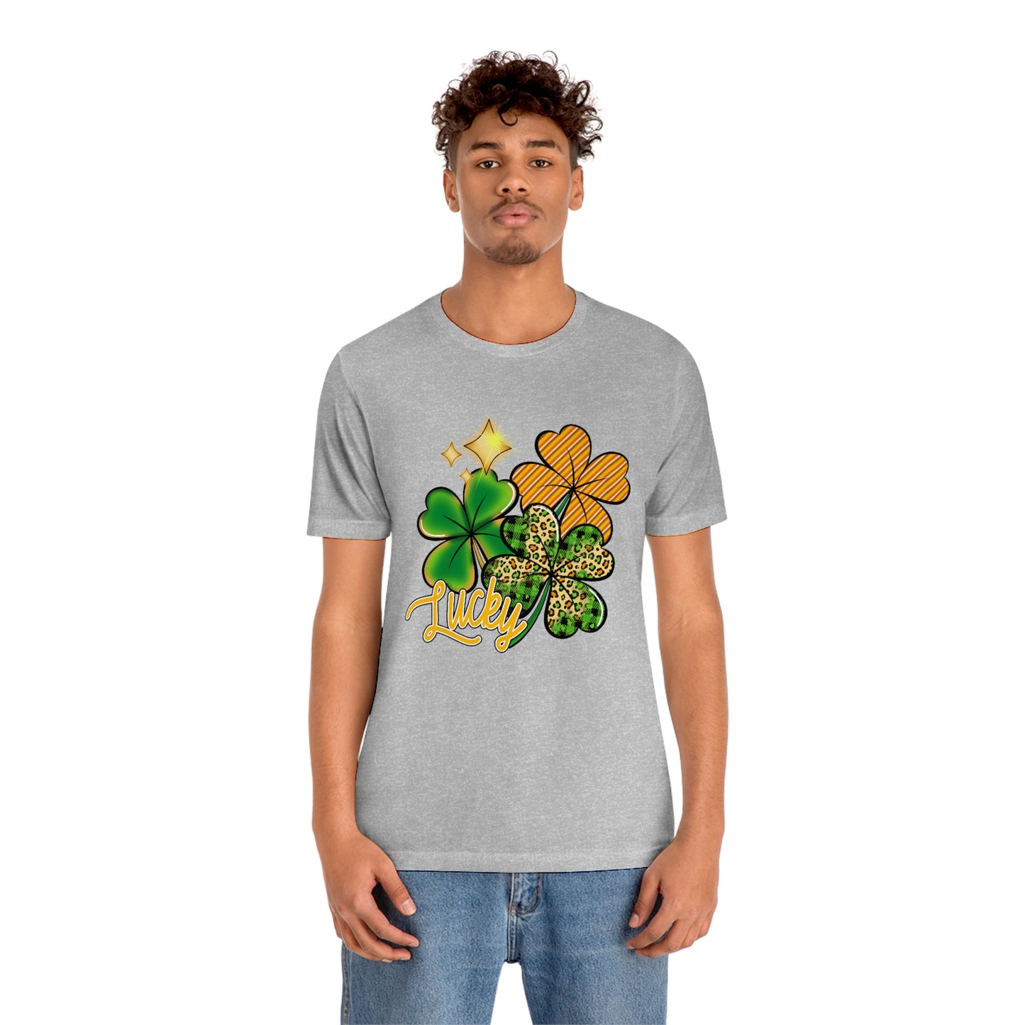 Lucky Shamrock Four Leaf Clover St. Patrick's Day Unisex Jersey Short Sleeve Tee
