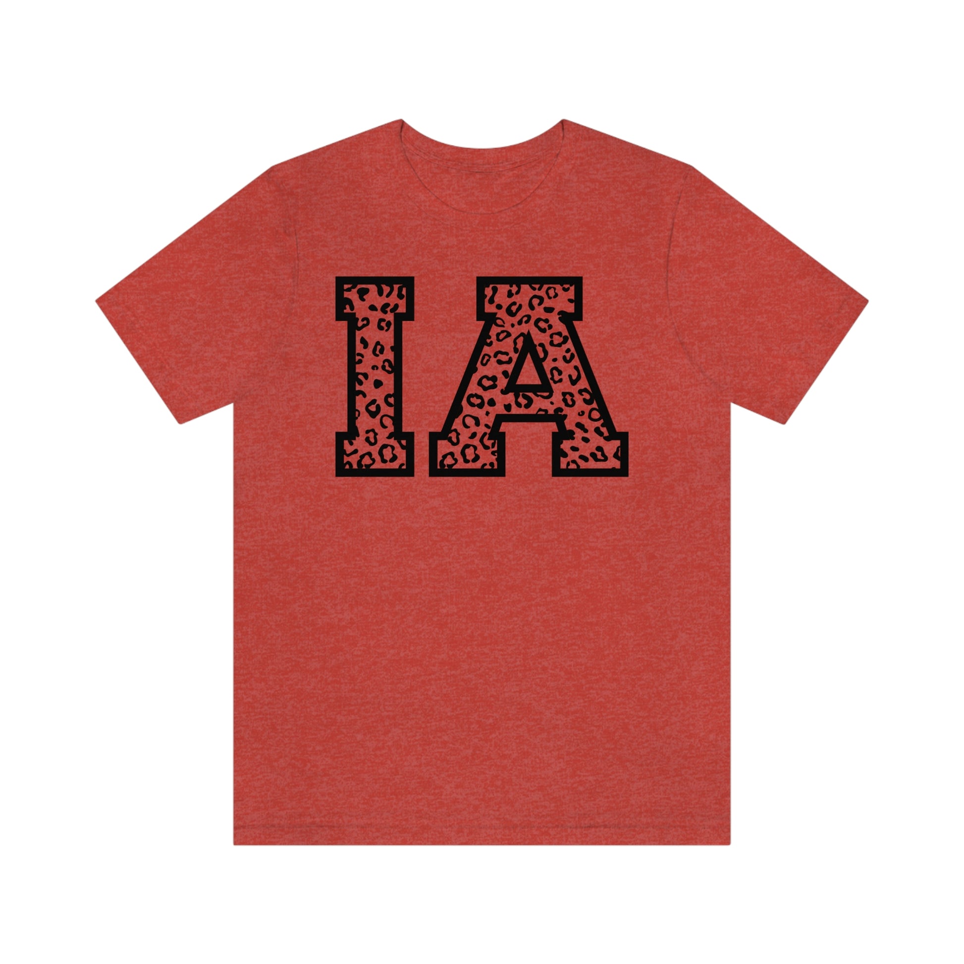 Iowa IA Leopard Print Letters Short Sleeve T-shirt