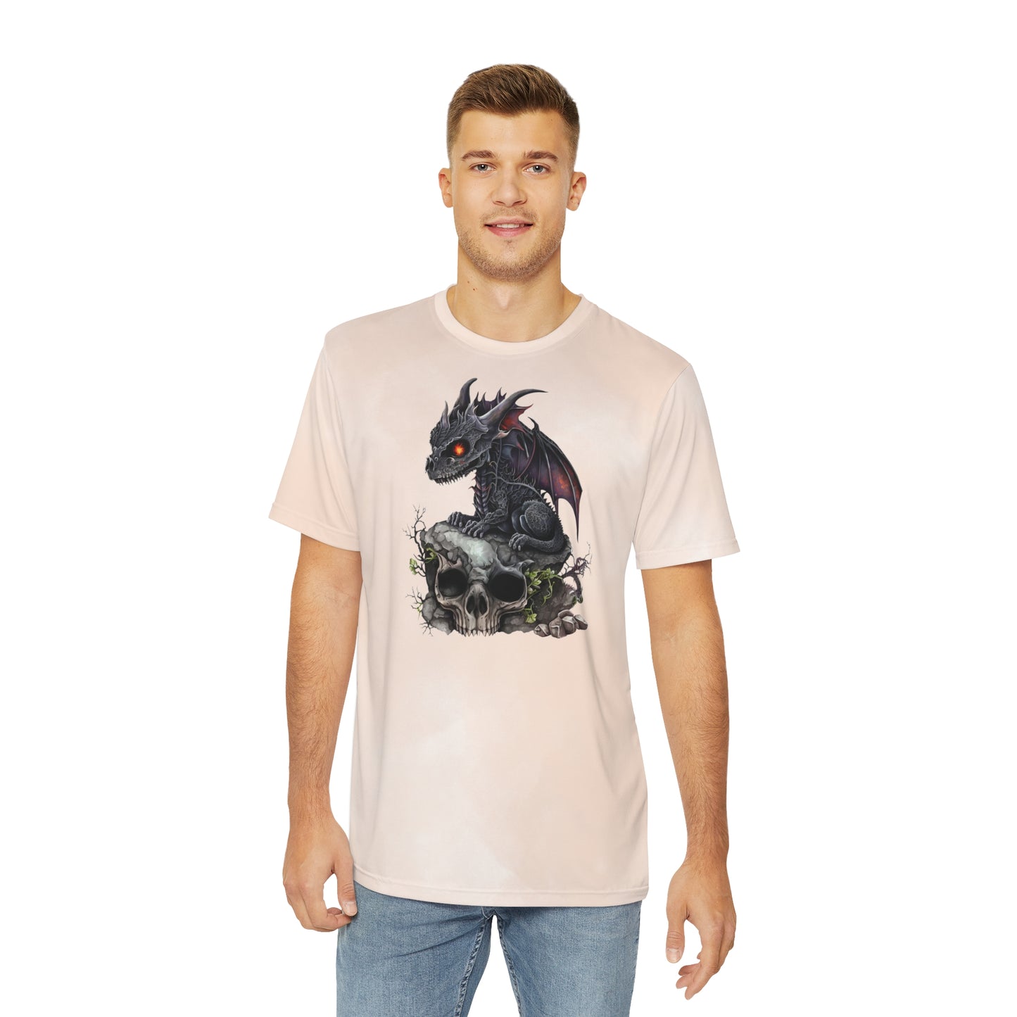 Dragon & Skull on Watercolor Background T-shirt