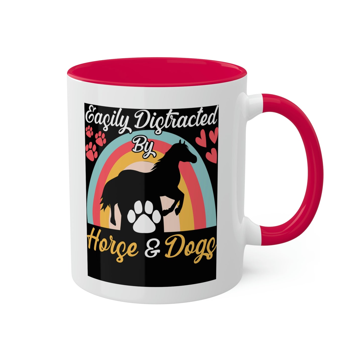 Easily Distracted by Horses and Dogs Accent Mug, 11oz