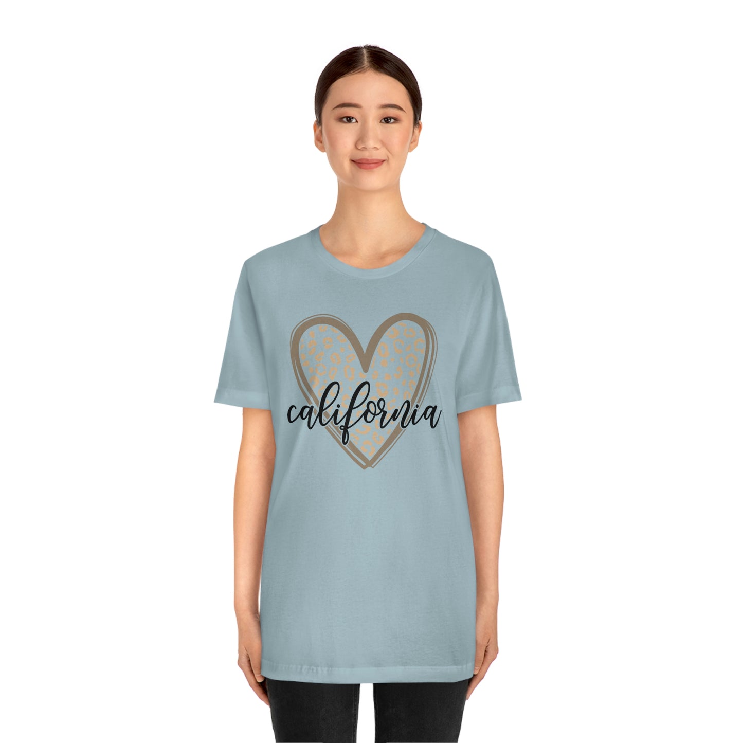 California Heart Gold Leopard Unisex Jersey Short Sleeve Tee Tshirt T-shirt