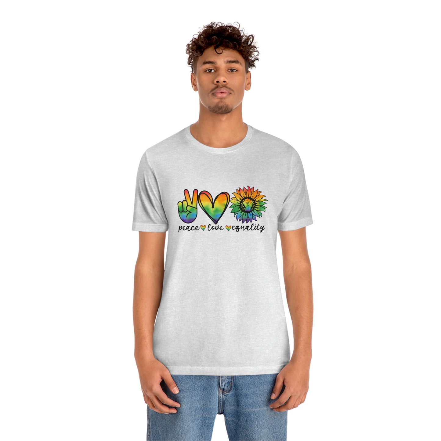 Peace Love Equality LGBTQIA Print Unisex Jersey Short Sleeve Tee