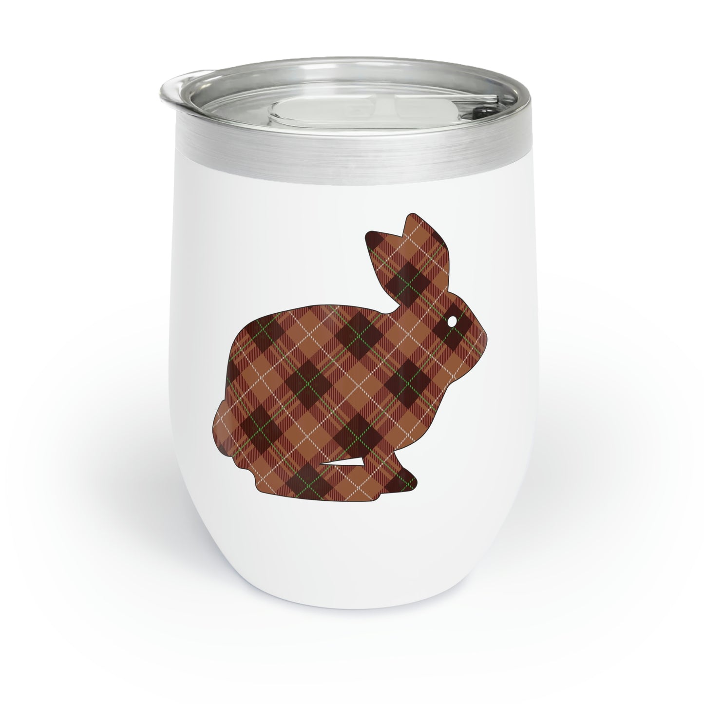 Brown Plaid Easter Bunny Chill Wine Tumbler