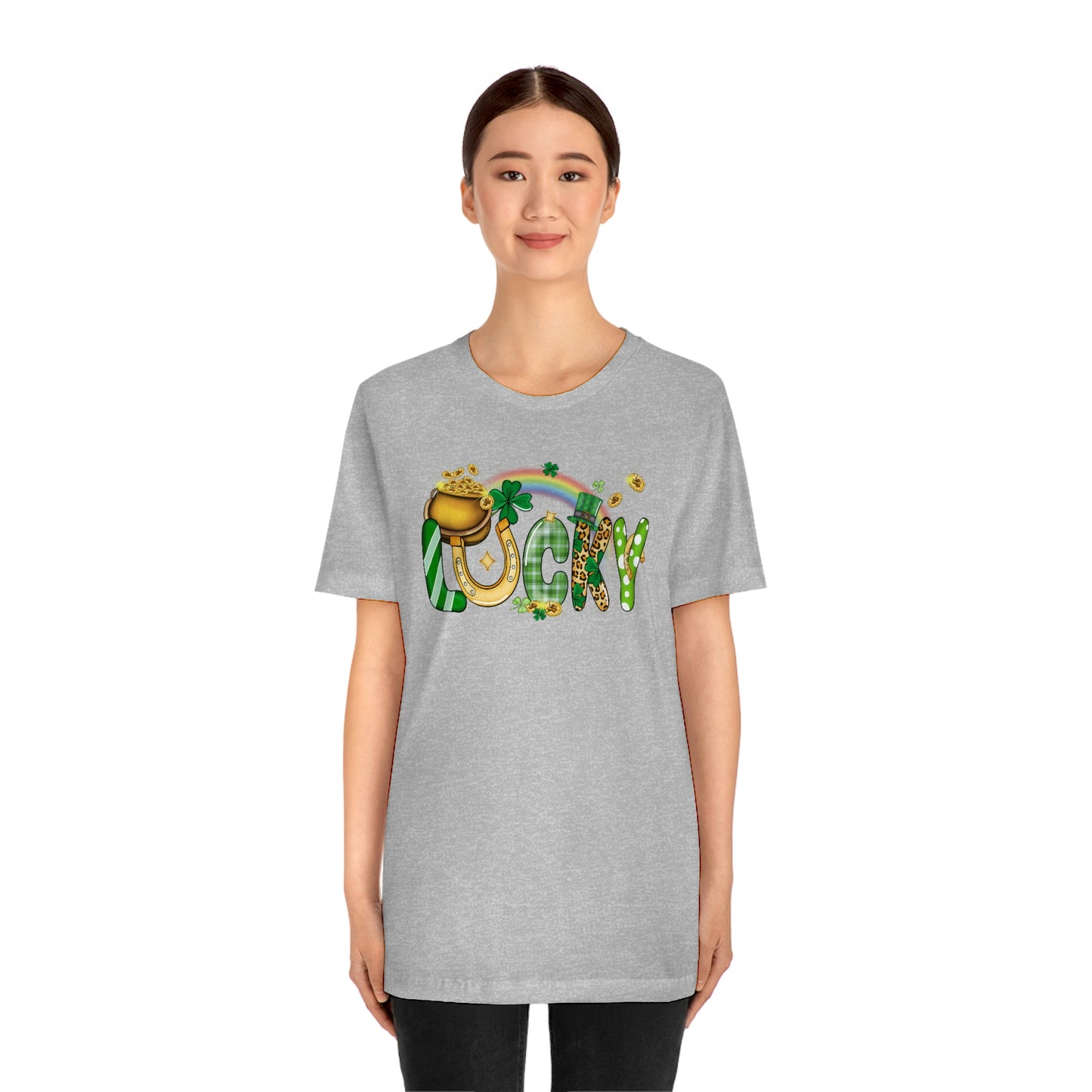 Lucky Rainbow Pot of Gold St. Patrick's Day Unisex Jersey Short Sleeve Tee