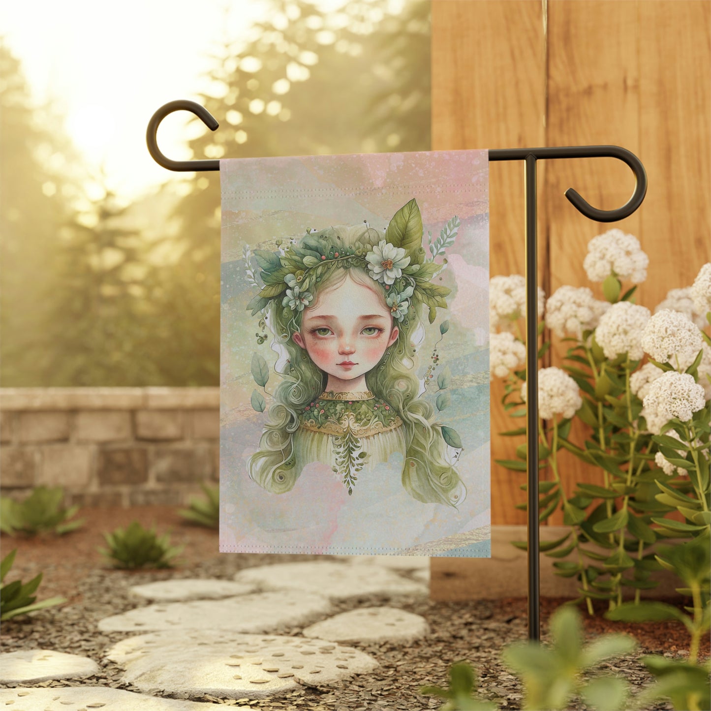 Spring Wood Sprite  Watercolor Garden & House Banner