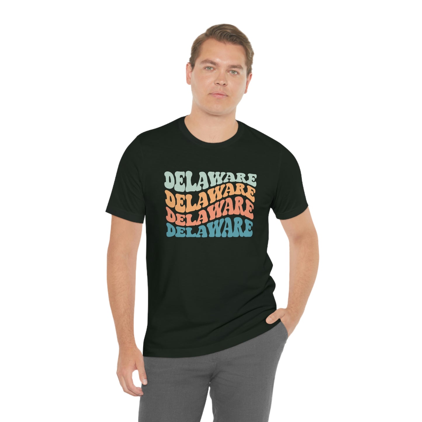 Delaware Wavy Letters Short Sleeve T-shirt