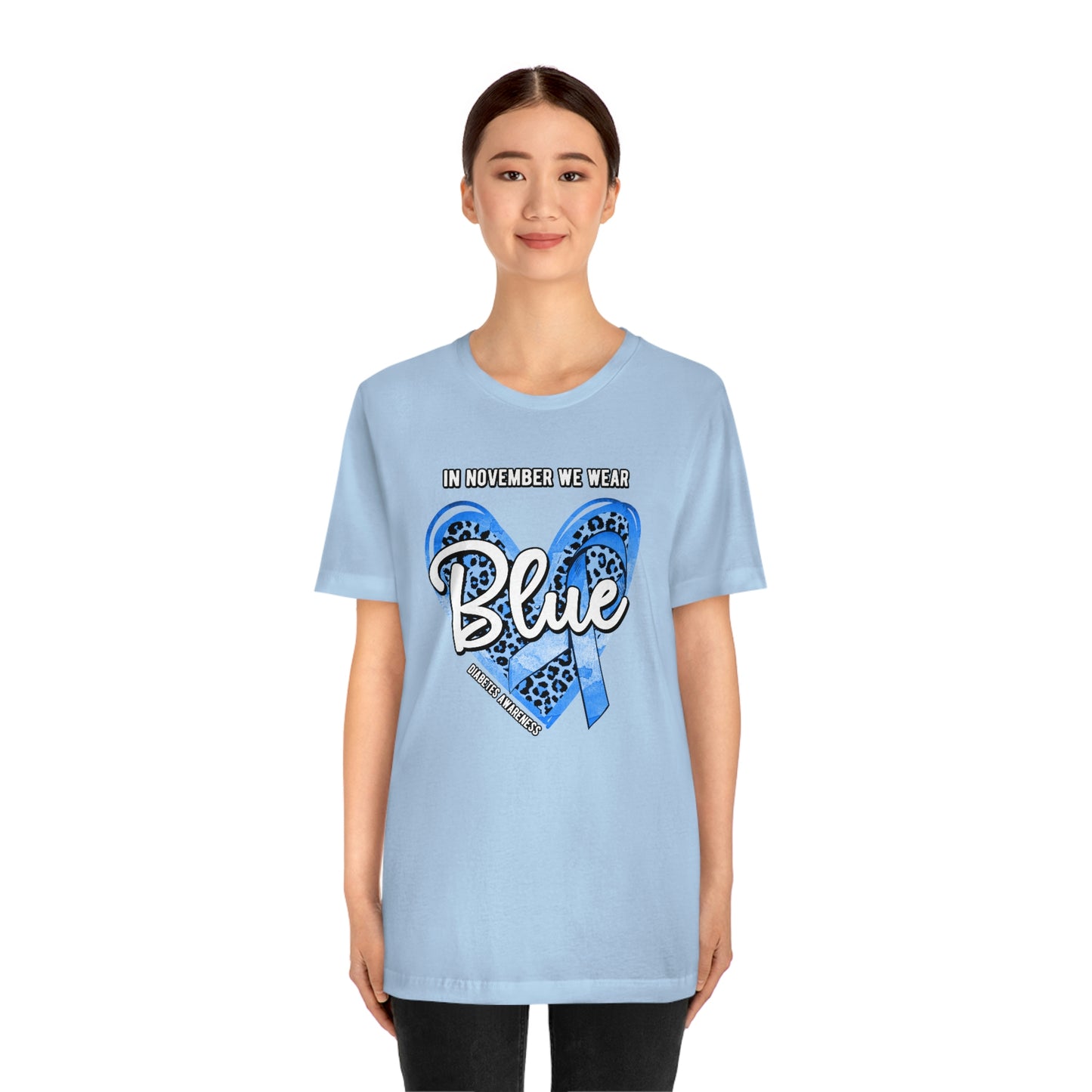 In November We Wear Blue Diabetes Awareness Print Unisex Jersey Short Sleeve Tee