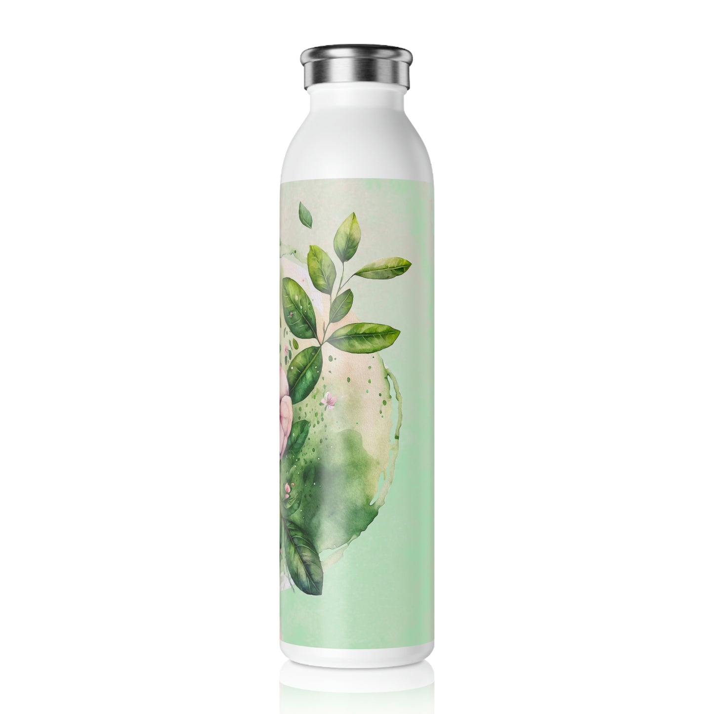 Spring Flowers Watercolor Slim Water Bottle