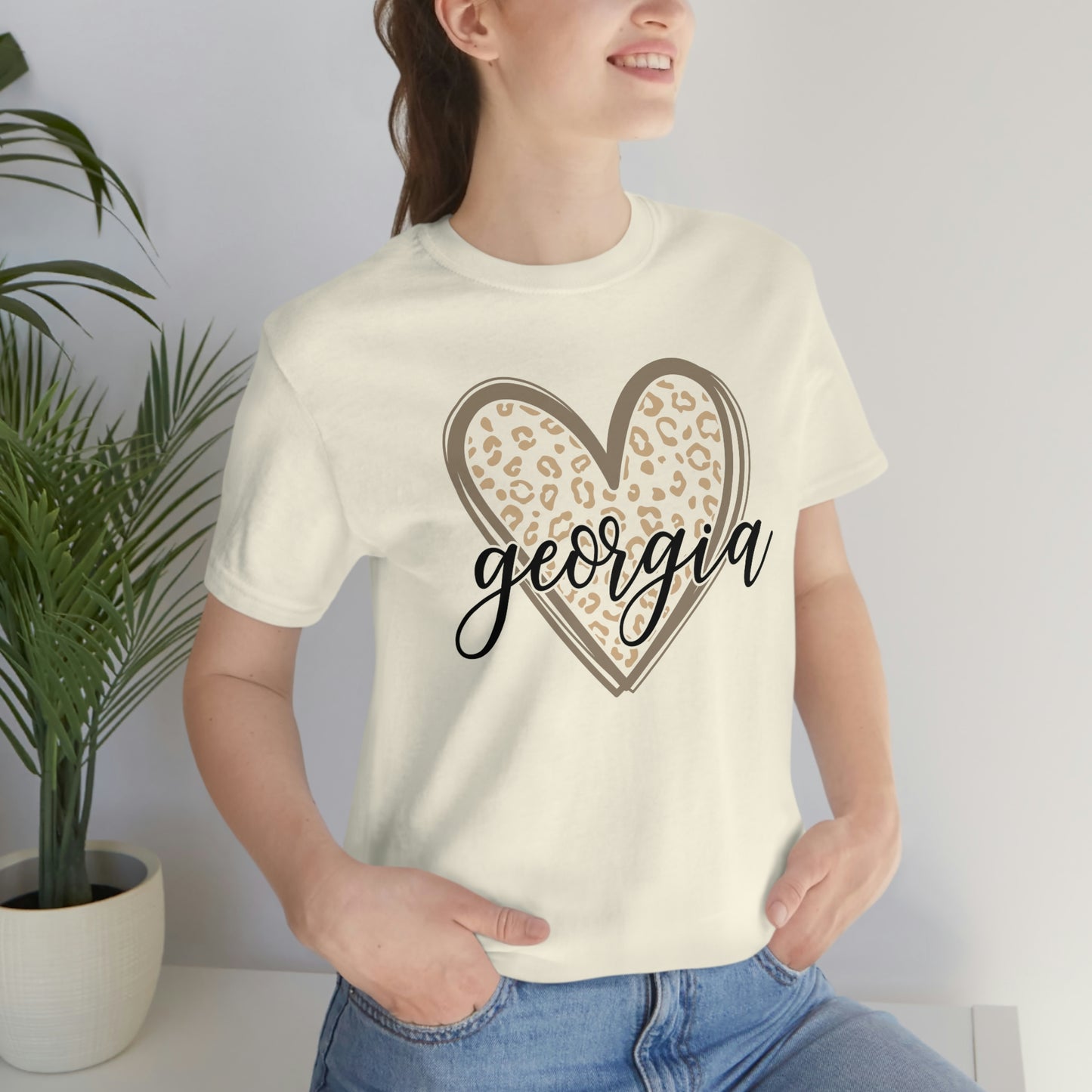 Georgia Gold Leopard Heart Black Script Short Sleeve T-shirt