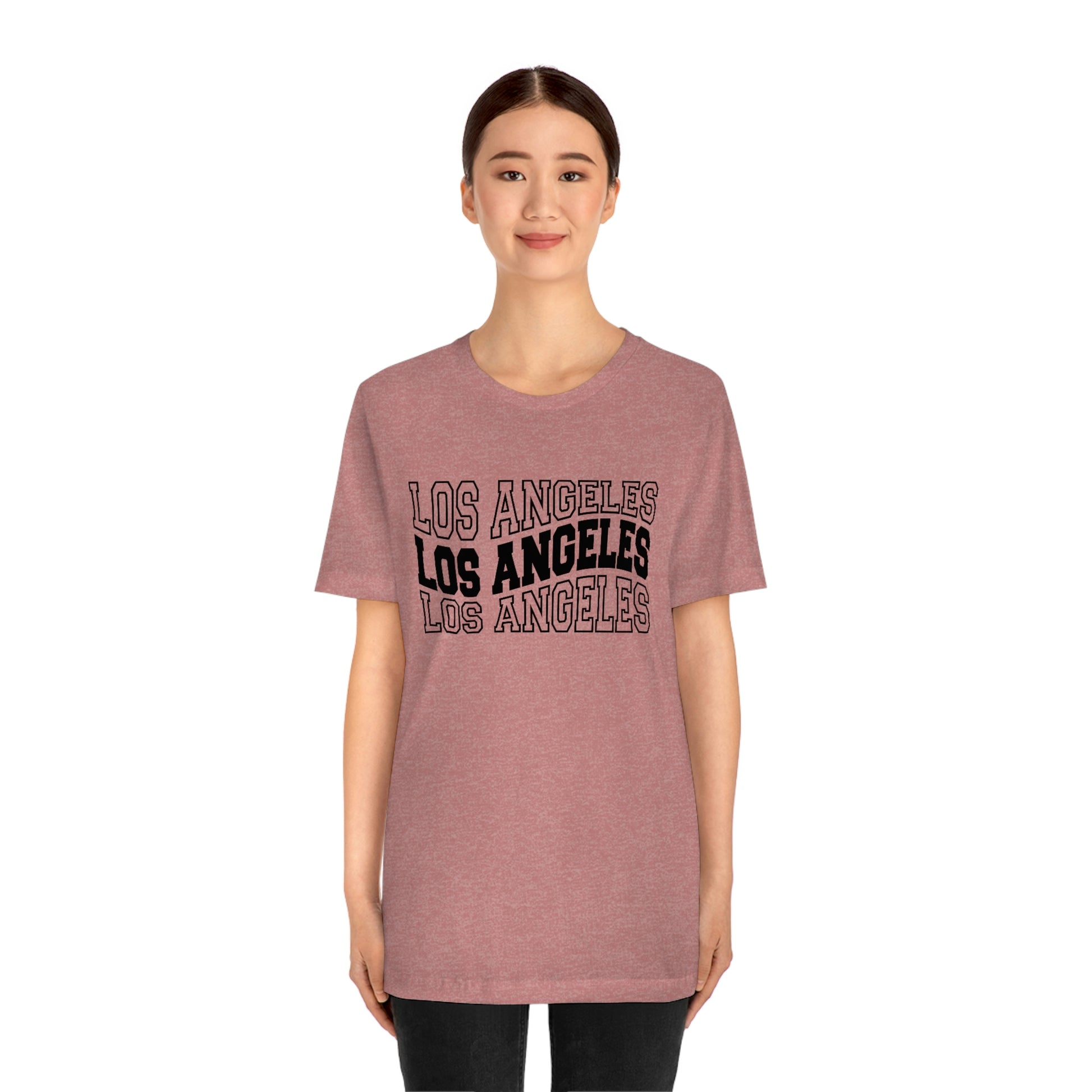 Los Angeles Varsity Letters Wavy Unisex Jersey Short Sleeve Tee Tshirt T-shirt