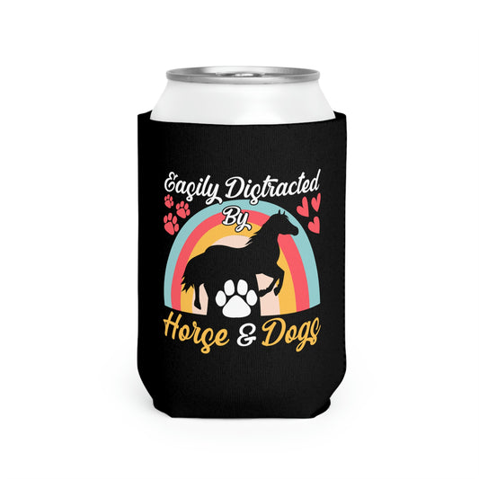 Easily Distracted by Horse & Dogs Can Cooler Sleeve
