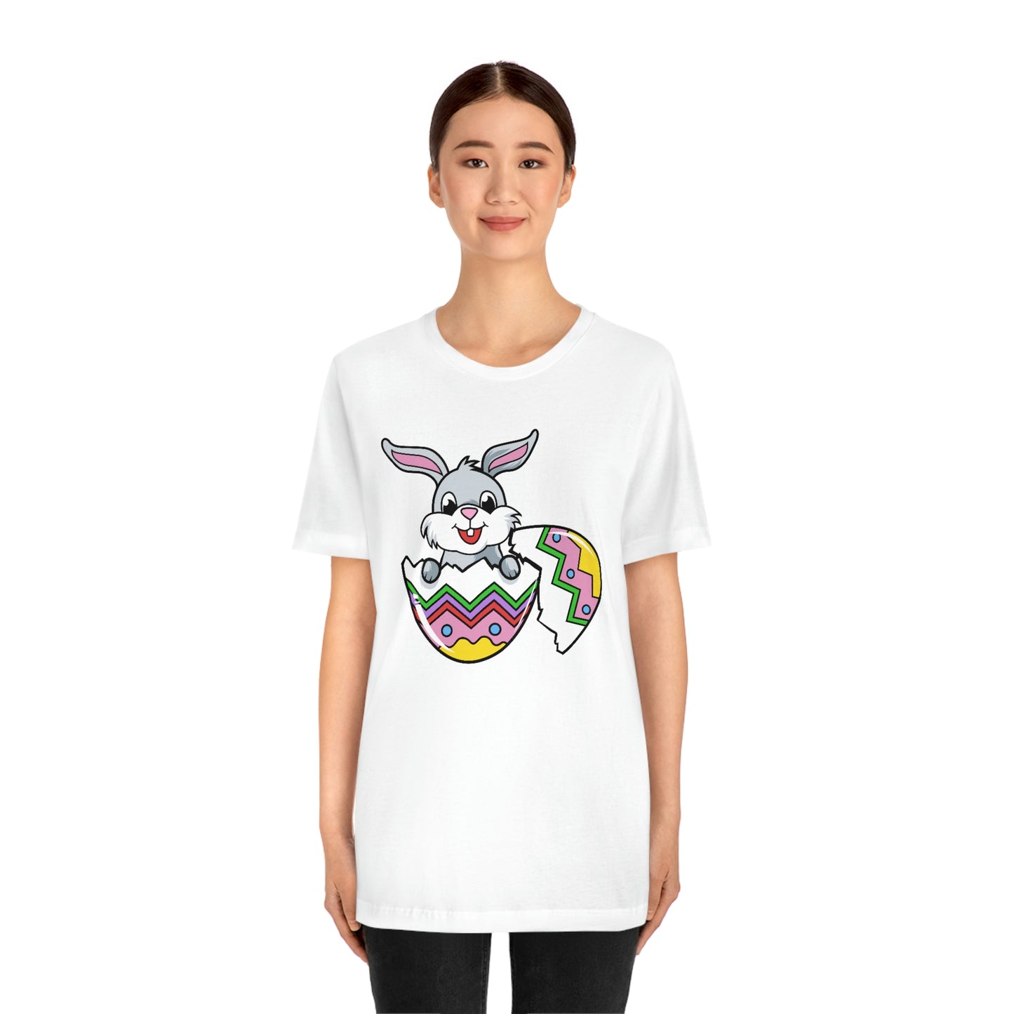 Bunny in Egg Spring Easter Unisex Jersey Short Sleeve Tee