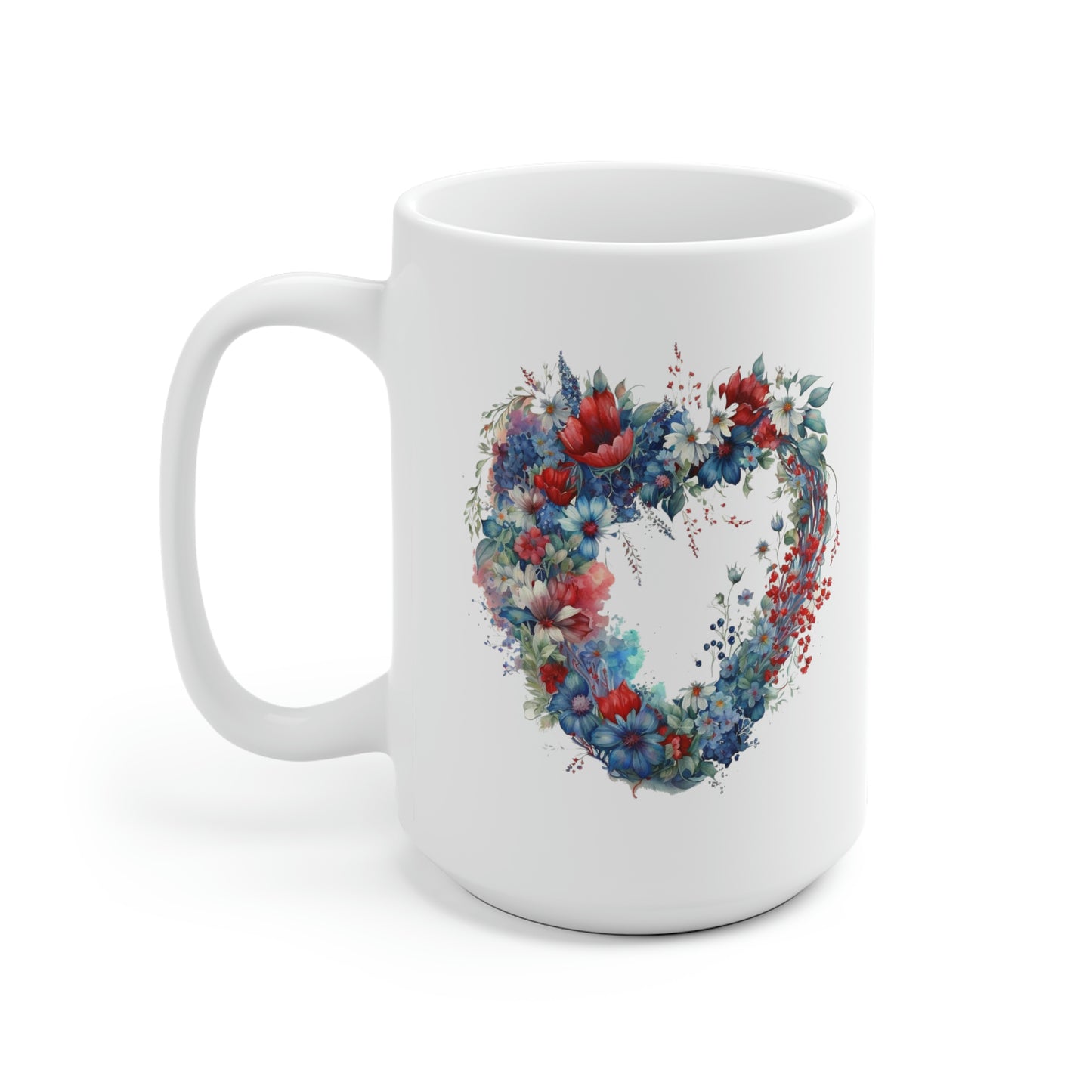 Flower Heart White Ceramic Mug