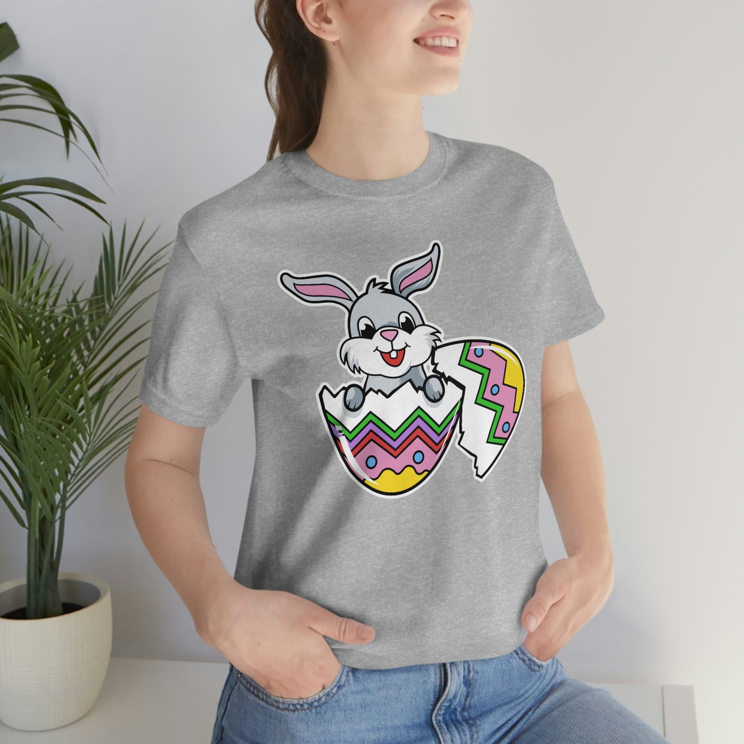 Bunny in Egg Spring Easter Unisex Jersey Short Sleeve Tee