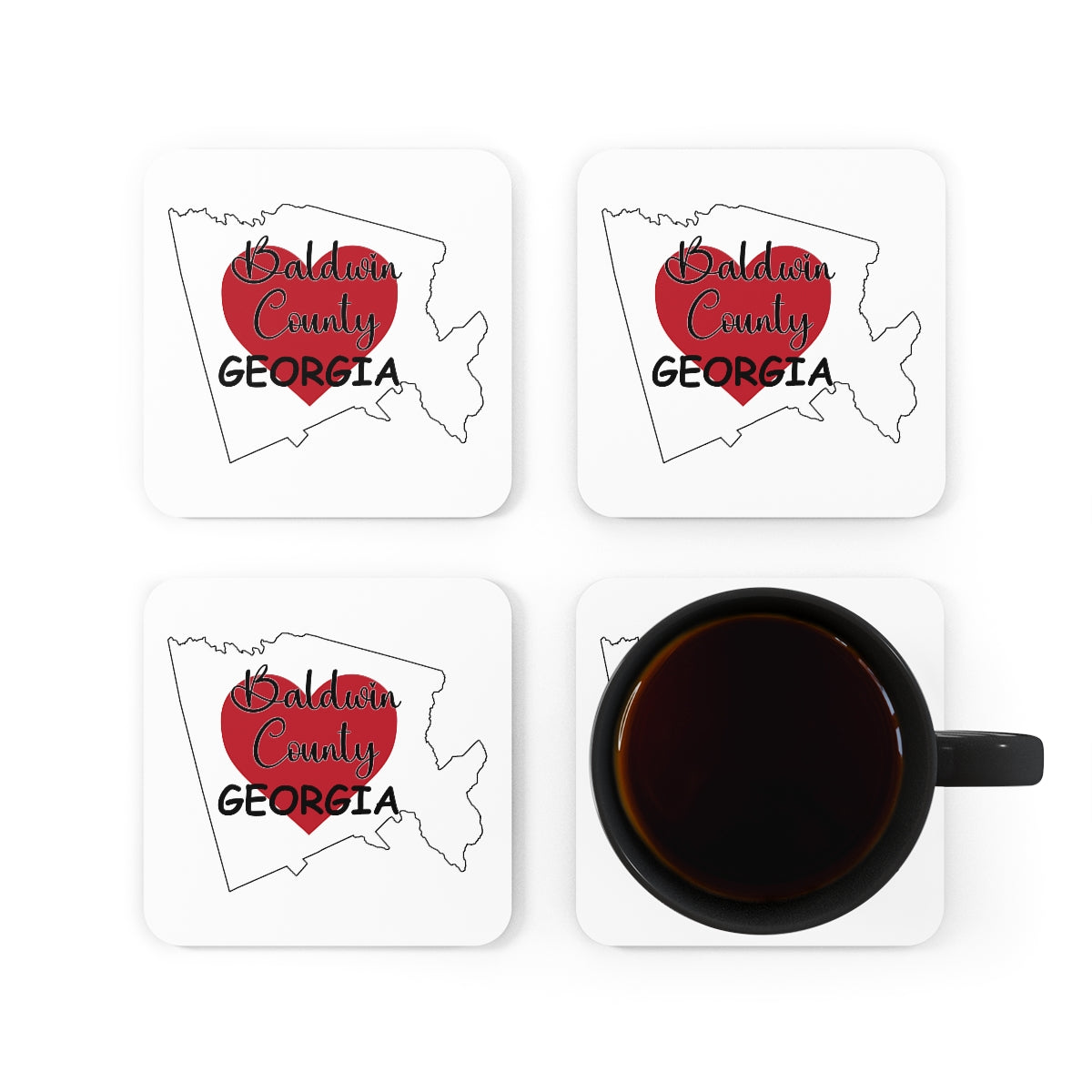 Baldwin County Georgia Corkwood Coaster Set