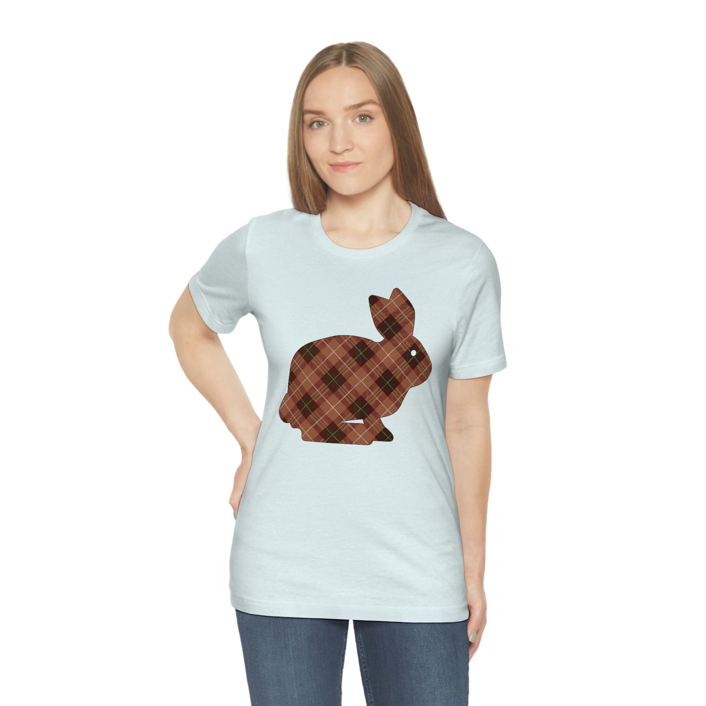 Brown Plaid Bunny Unisex Jersey Short Sleeve Tee