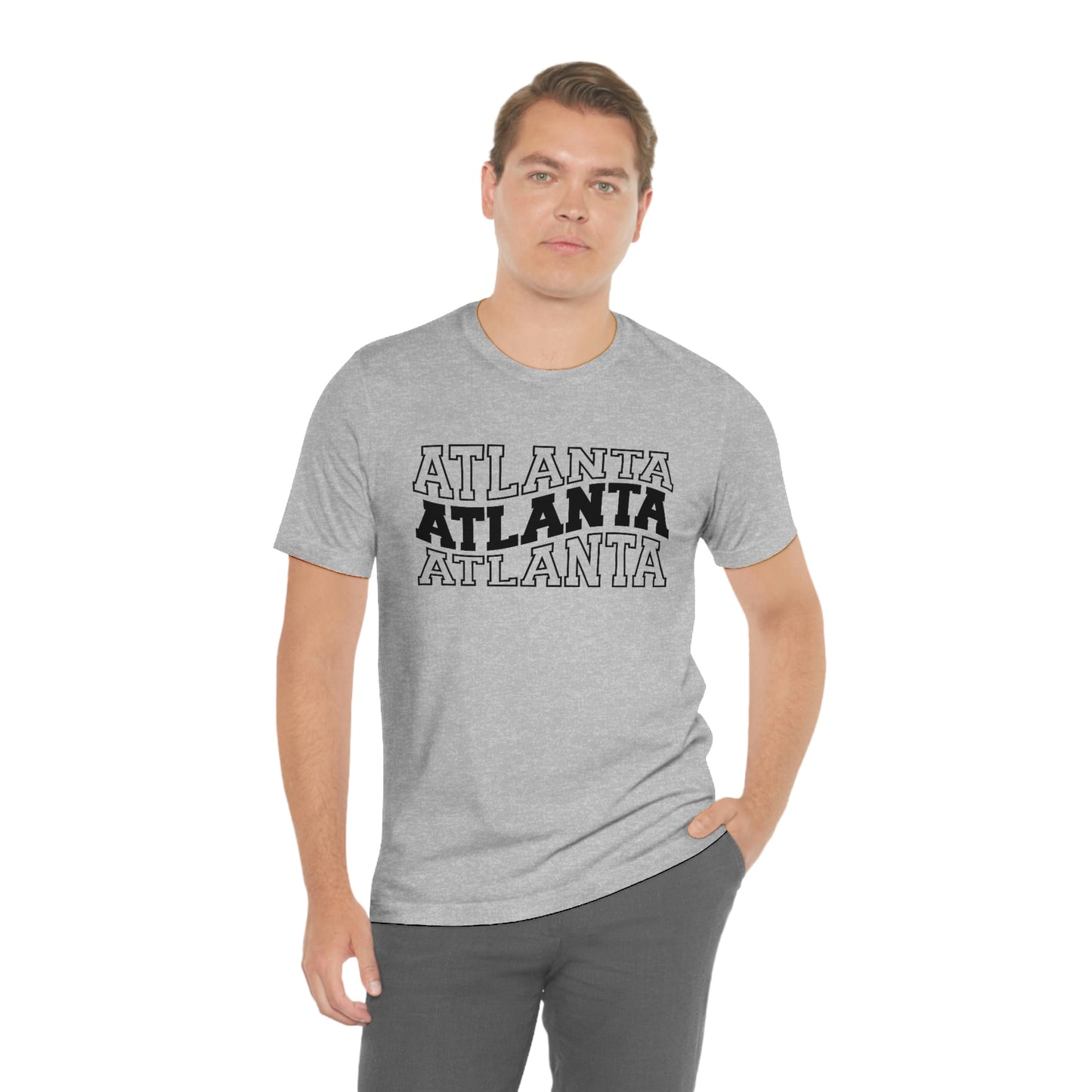 Atlanta Georgia Varsity Letters Wavy Short Sleeve T-shirt