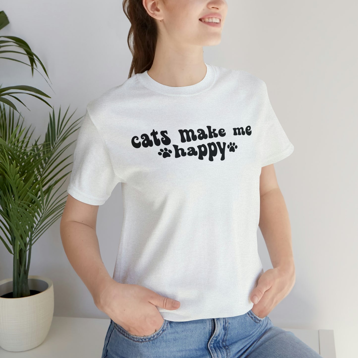 Cats Make Me Happy Short Sleeve T-shirt
