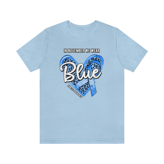 In November We Wear Blue Diabetes Awareness Print Unisex Jersey Short Sleeve Tee