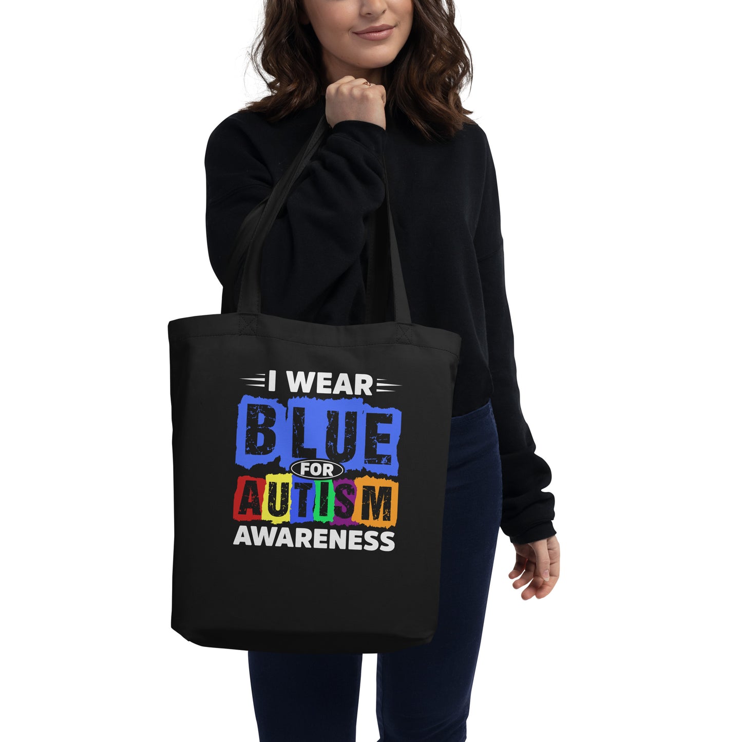 I Wear Blue for Autism Awareness Eco Tote Bag