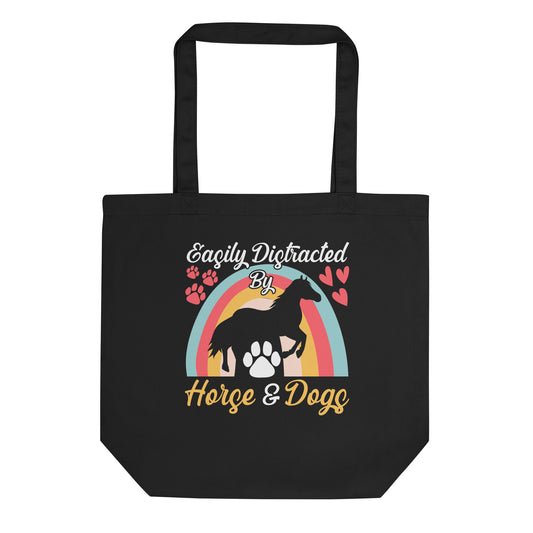 Easily Distracted by Horse & Dogs Eco Tote Bag