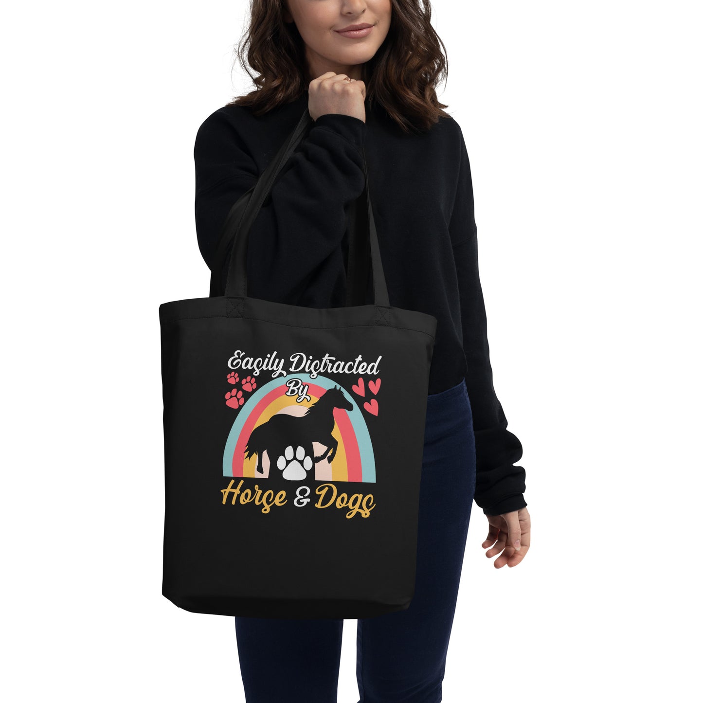 Easily Distracted by Horse & Dogs Eco Tote Bag