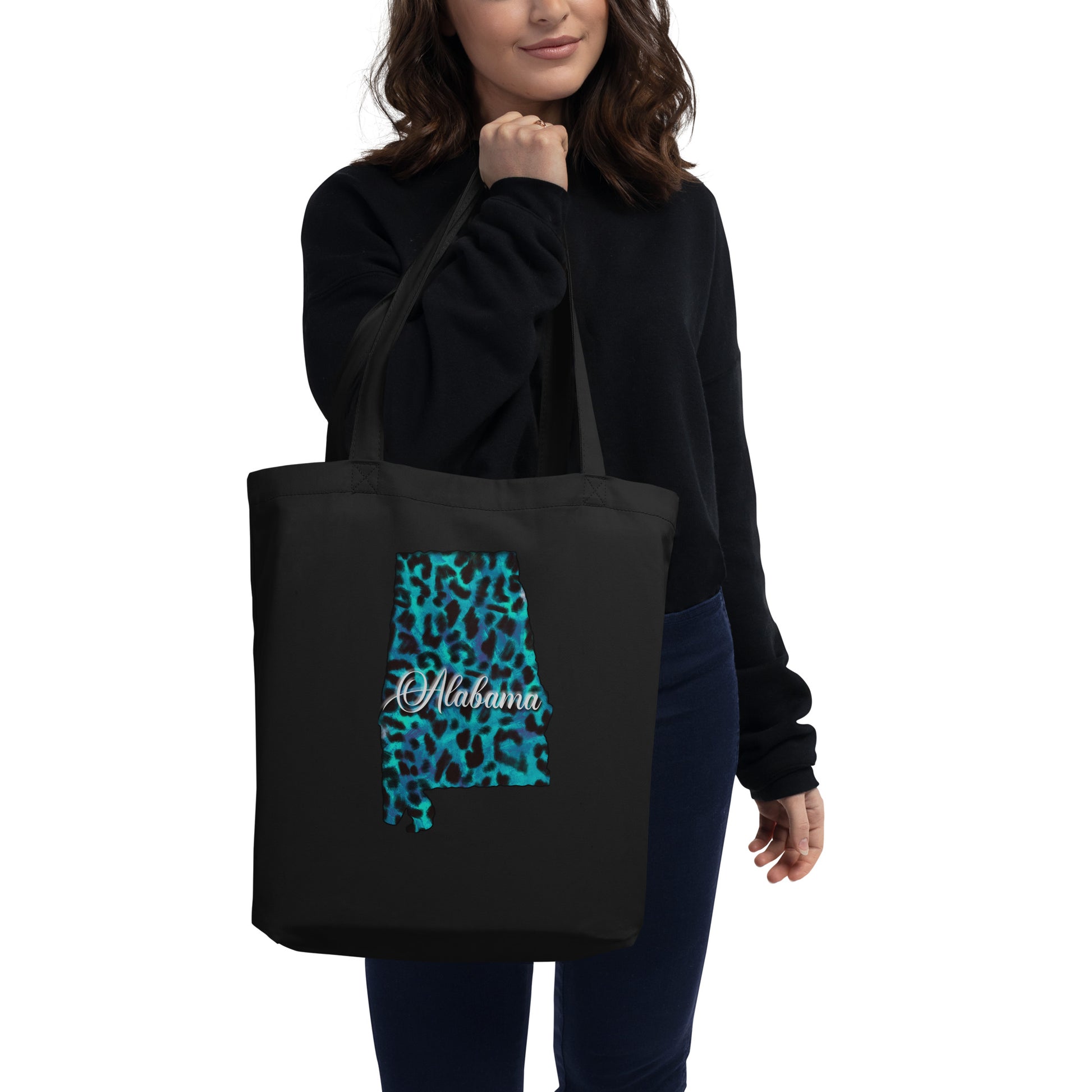 Alabama Blue Leopard Print Eco Tote Bag