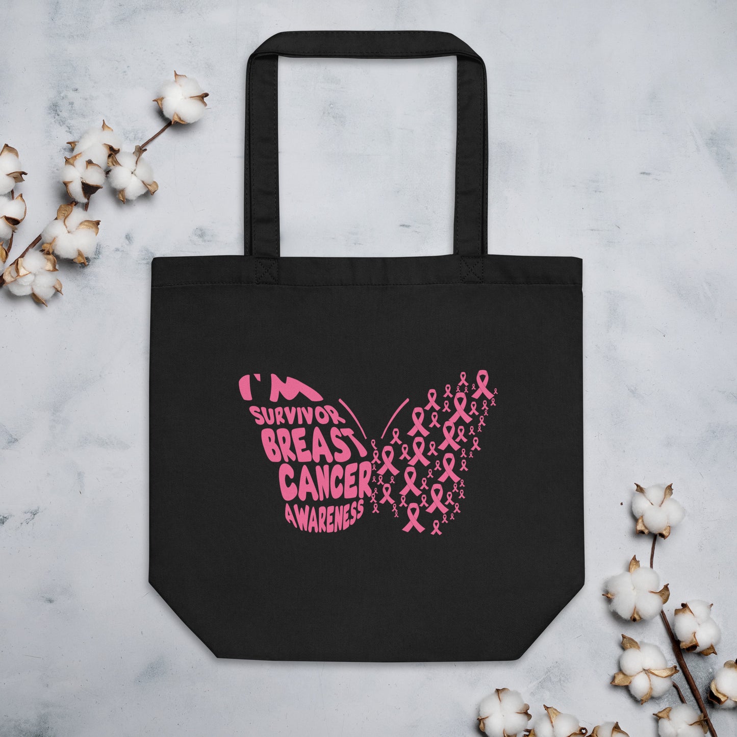 Breast Cancer Butterfly Eco Tote Bag