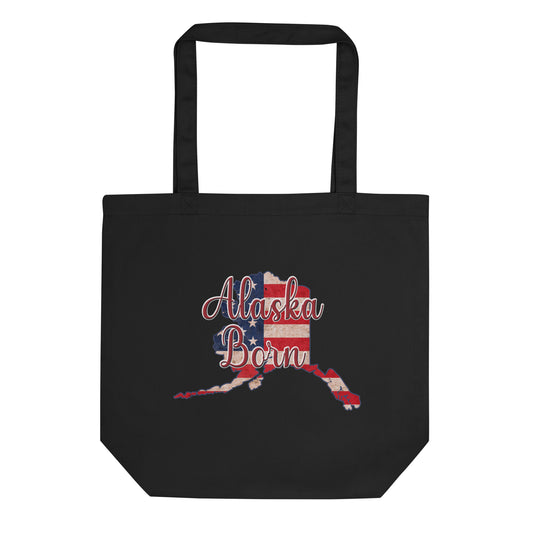 Alaska Born US Flag Eco Tote Bag