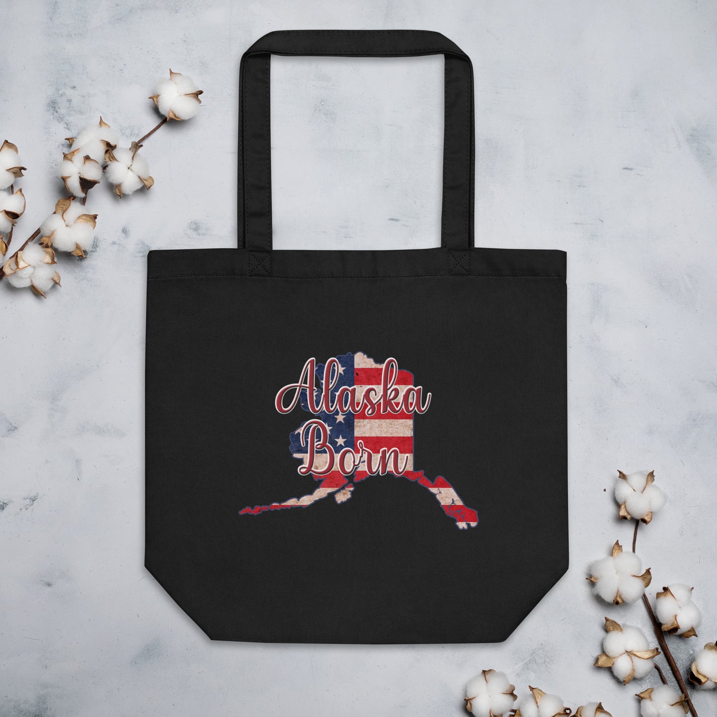 Alaska Born US Flag Eco Tote Bag