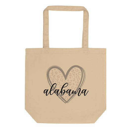 Alabama Leopard Heart Eco Tote Bag