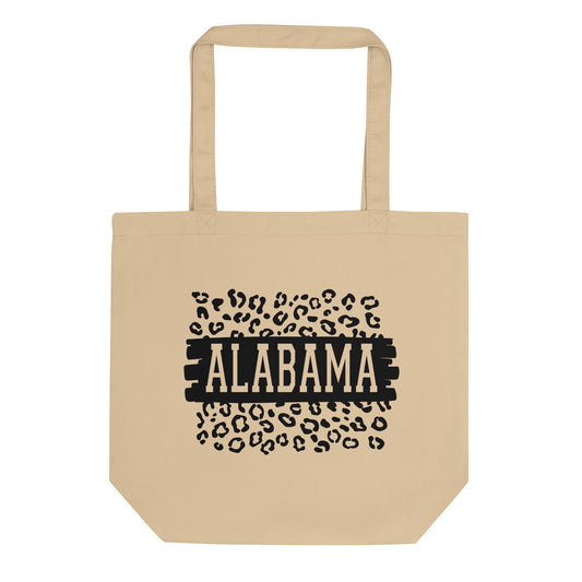 Alabama Black on Leopard Eco Tote Bag