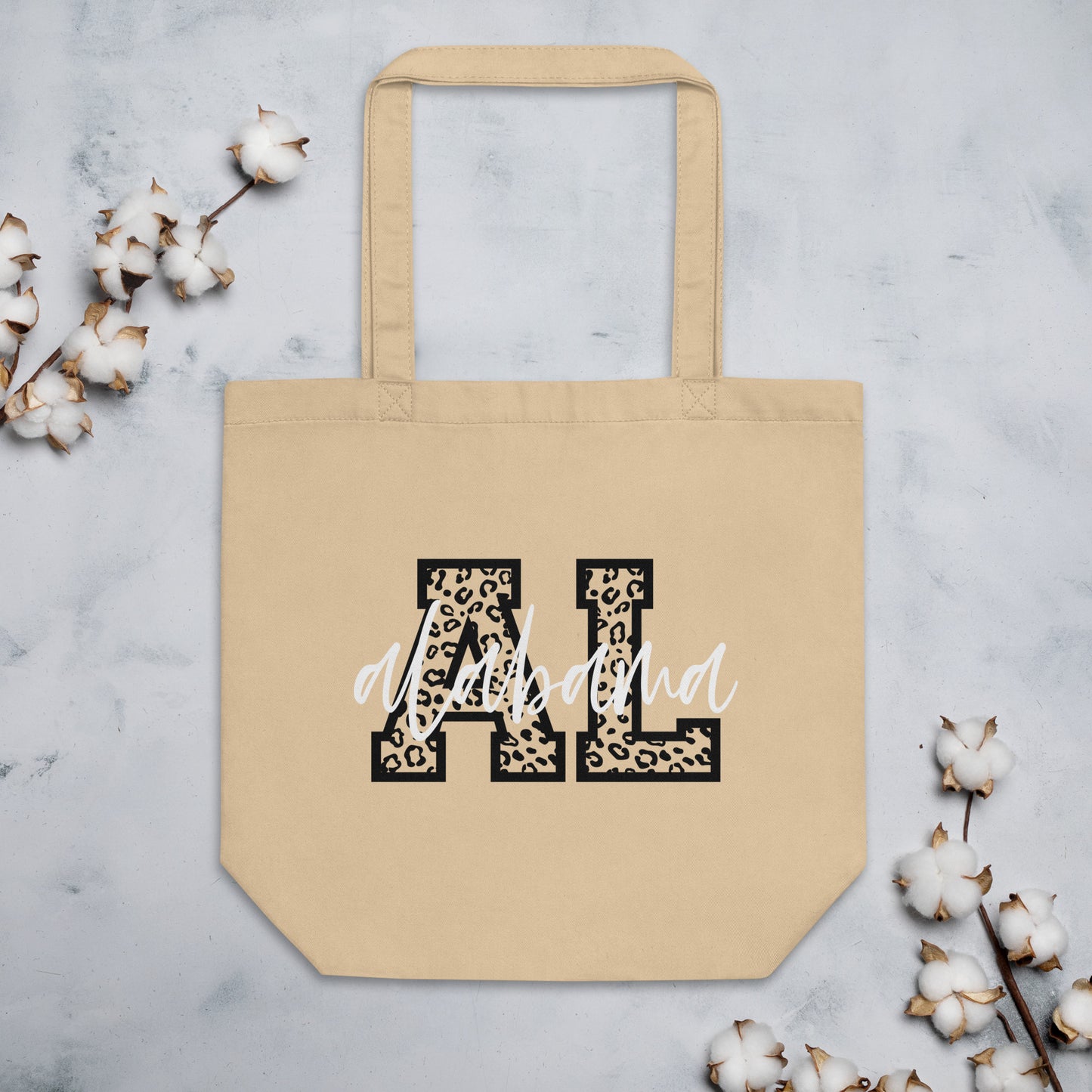 Alabama Script on Leopard AL Eco Tote Bag