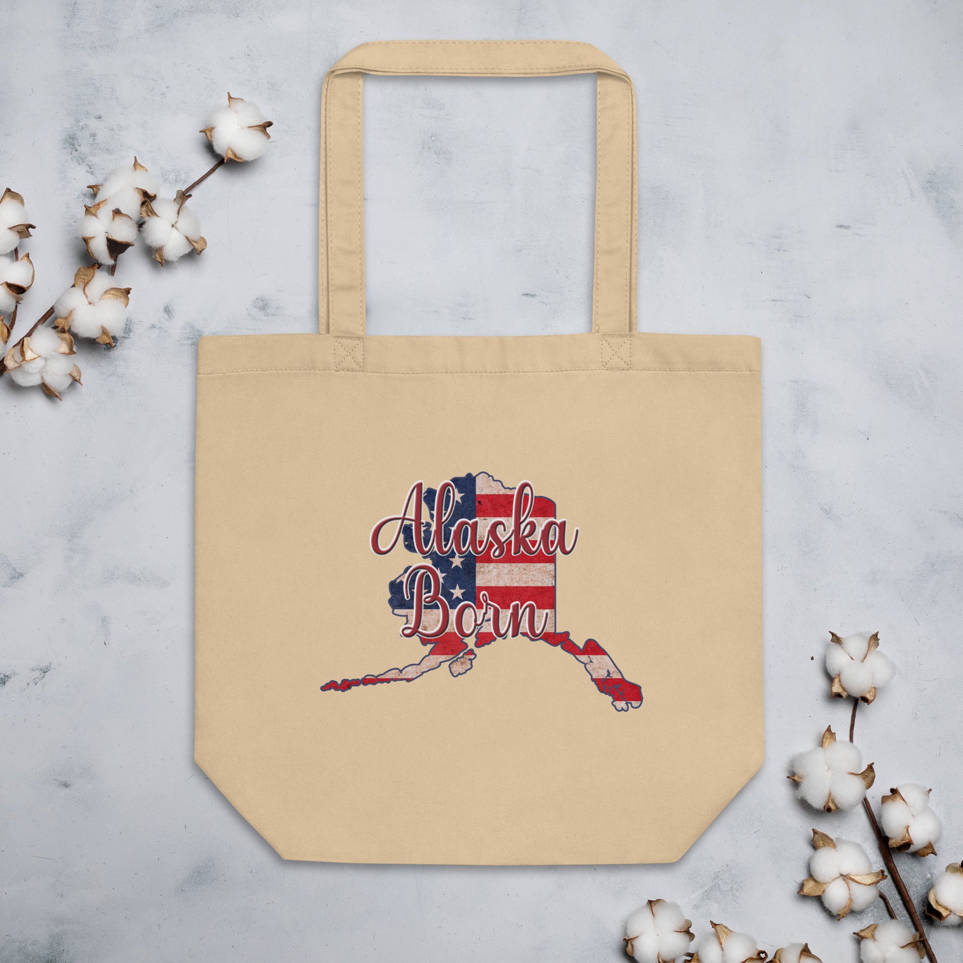 Alaska Born US Flag Eco Tote Bag