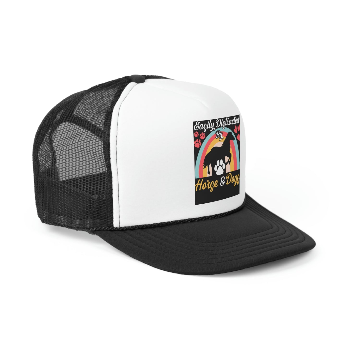 Easily Distracted by Horse and Dogs Trucker Cap